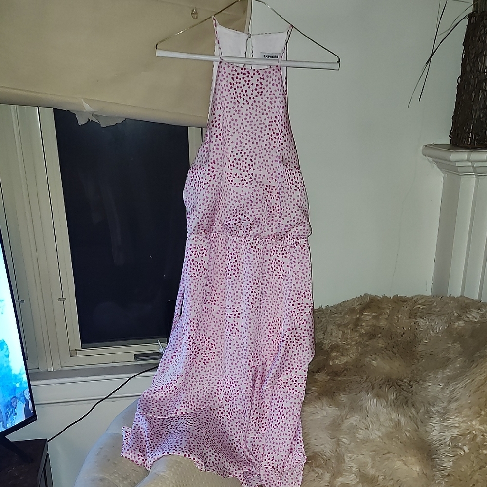 Express Pink and White Spotted Dress